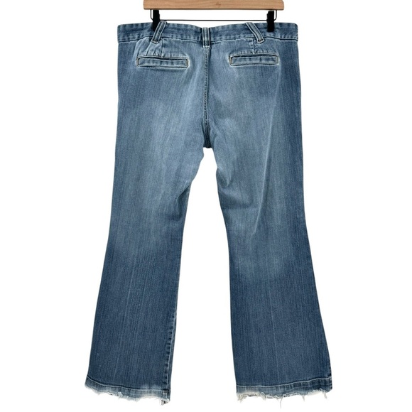 Vintage Old Navy Trouser Jeans Y2K Ultra Low Waist Wide Leg Distressed | 16 33" - Picture 5 of 13